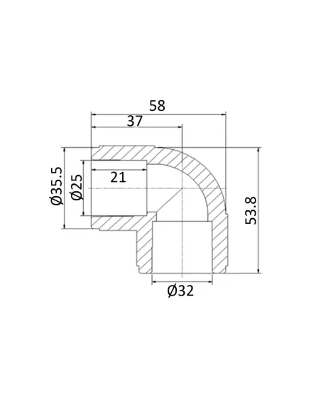 Уголок редукционный 90 Blue Ocean 32х25, для полипропиленовых труб