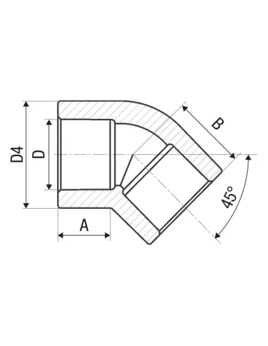 Кут 45 ITAL 25 мм для поліпропіленових труб