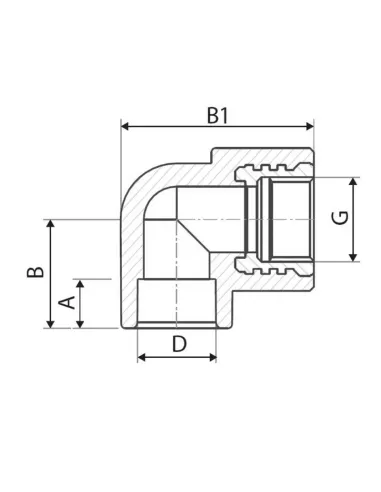 Уголок 90 ВР ITAL 25х3/4 дюйма для полипропиленовых труб, внутренняя резьба