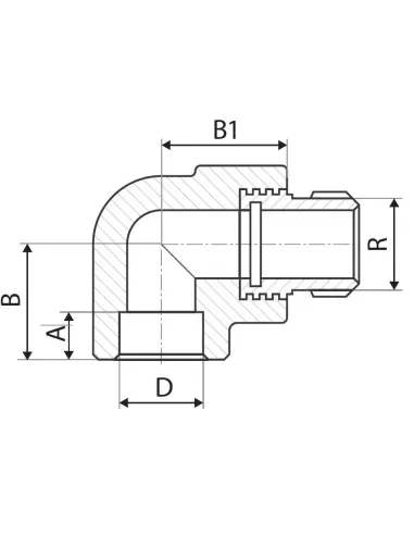 Уголок 90 НР ITAL 25х1/2 дюйма для полипропиленовых труб, наружная резьба
