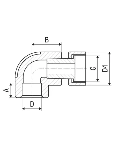 Кут 90 ITAL 20х1/2 дюйма для поліпропіленових труб, з накидною гайкою
