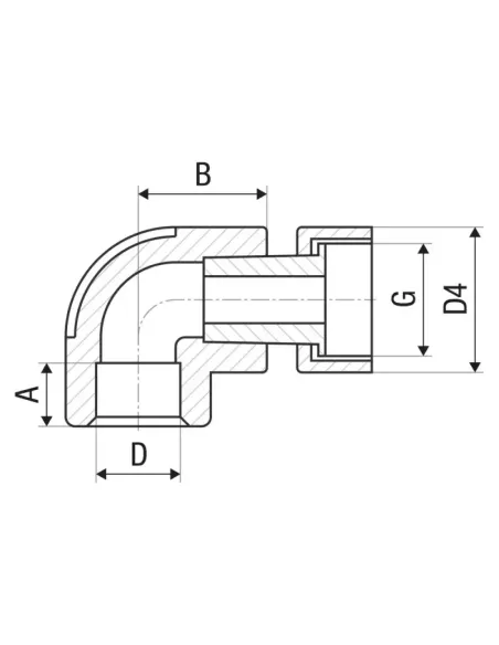 Уголок 90 ITAL 20х1/2 дюйма для полипропиленовых труб, с накидной гайкой