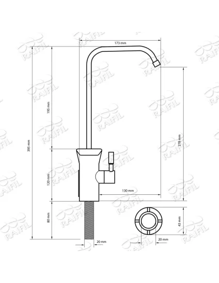 Кран для фильтра очистки воды Raifil с ТДС метром I-A001, нерж сталь