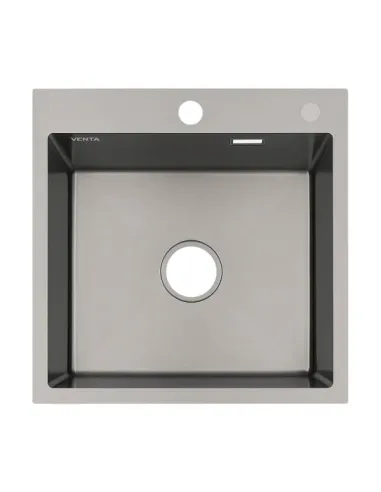 Мийка для кухні прямокутна Venta BVM6050B Black 600х500х215 мм з нержавіючої сталі