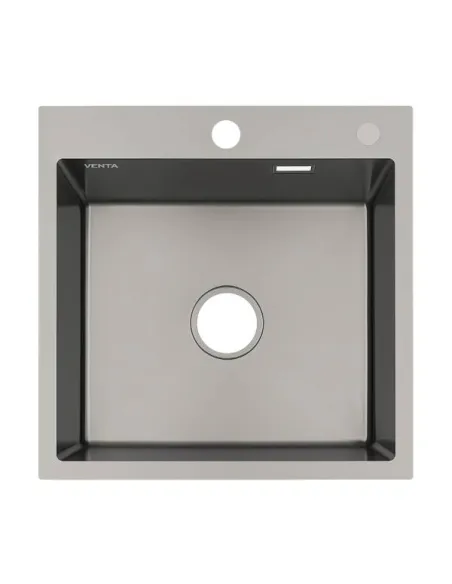 Мийка для кухні прямокутна Venta BVM6050B Black 600х500х215 мм з нержавіючої сталі