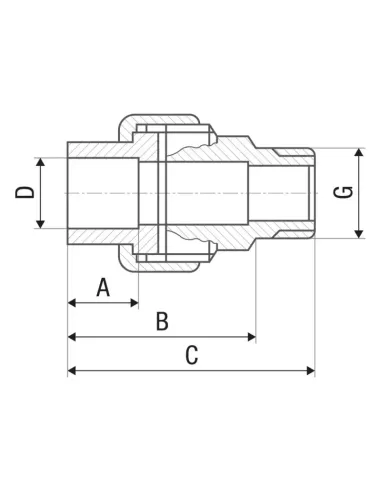 Згін-американка ITAL РН 25х3/4 дюйма для поліпропіленових труб, довгий