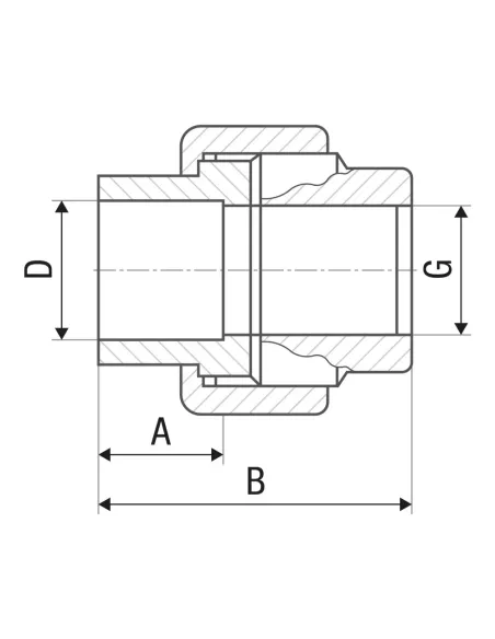 Сгон-американка ITAL РВ 20х1/2 дюйма для полипропиленовых труб, длинный