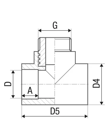Тройник ITAL 25х3/4 дюйма, наружная резьба