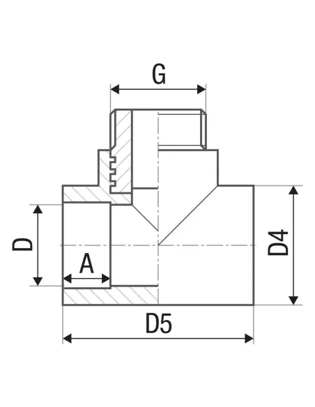 Тройник ITAL 25х3/4 дюйма, наружная резьба