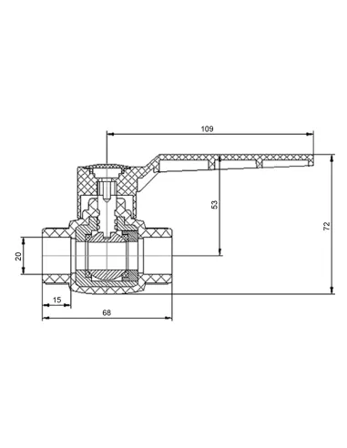 Кран кульовий Blue Ocean 20х20 мм, для гарячої води, для поліпропіленових труб