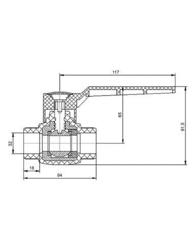 Кран кульовий Blue Ocean 32х32 мм, для гарячої води, для поліпропіленових труб