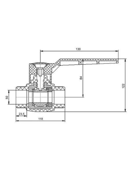 Кран шаровой Blue Ocean 50х50 мм, для горячей воды, для полипропиленовых труб
