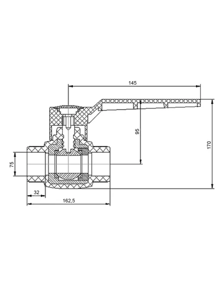 Кран кульовий Blue Ocean 75х75 мм, для поліпропіленових труб, для гарячої води.
