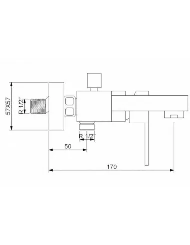 Смеситель для ванны Newarc Cubic 871511N, латунь, стальной - 2