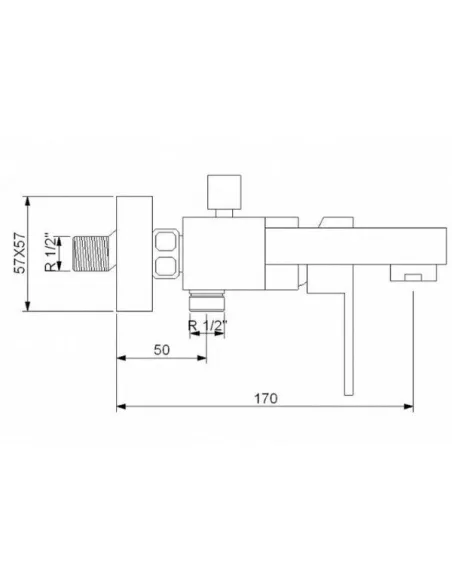 Смеситель для ванны Newarc Cubic 871511N, латунь, стальной - 2