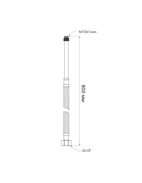 Шланг для смесителя Thermo Alliance Standart Nylon TAS386W80L М10х1/2 дюйма, 0,8 метров