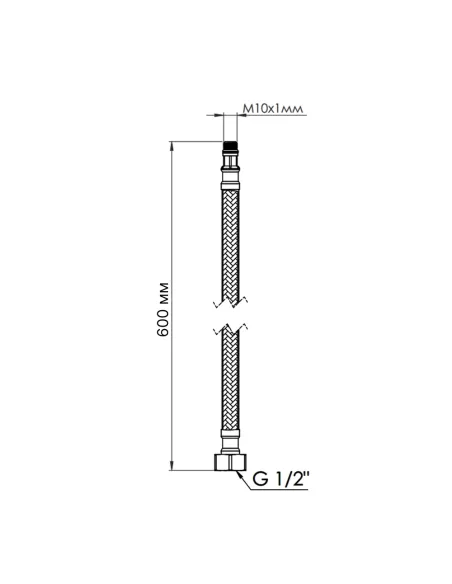 Шланг для смесителя Thermo Alliance Standart Nylon TAS386W60 М10х1/2 дюйма, 0,6 метров