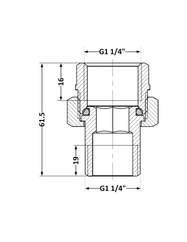 Сгон-американка латунный Thermo Alliance Standart TAS190W32 1 1/4 дюйма, прямой