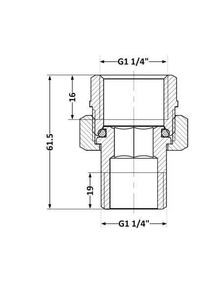 Сгон-американка латунный Thermo Alliance Standart TAS190W32 1 1/4 дюйма, прямой