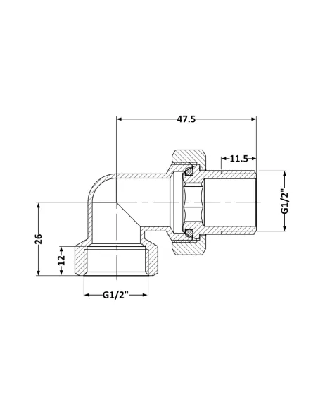 Сгон-американка латунный Thermo Alliance Standart TAS191W15 1/2 дюйма, угловой
