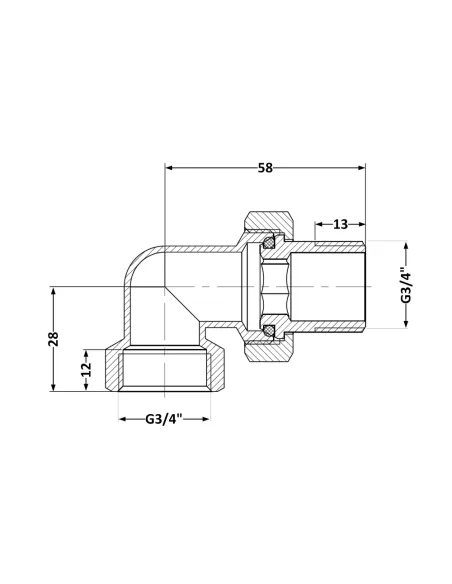 Зганяння-американка латунний Thermo Alliance Standart TAS191W20 3/4 дюйма, кутовий