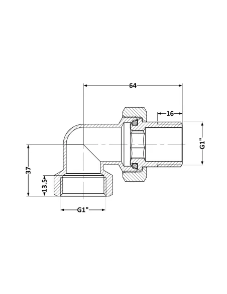 Сгон-американка латунный Thermo Alliance Standart TAS191W25 1 дюйм, угловой