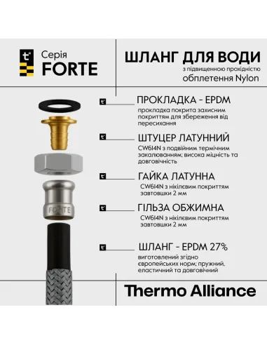 Шланг для підведення води Thermo Alliance Forte D10 TAF383W40 1/2 дюйми, 0.4 метри