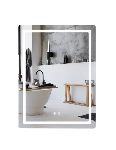 Зеркало для ванной Q-Tap Mideya 600х800 мм, с LED-подсветкой Touch, с антизапотеванием