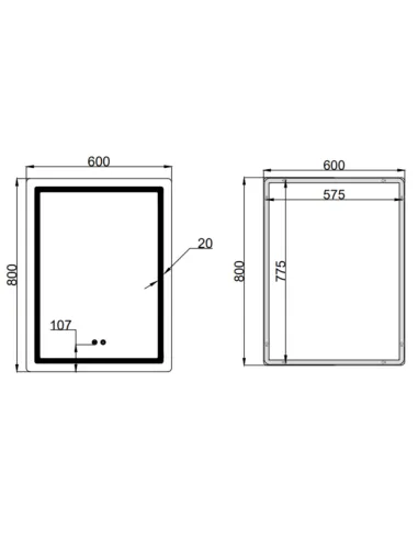 Дзеркало для ванної Q-Tap Mideya 600х800 мм, з LED-підсвічуванням Touch, з антизапотіванням