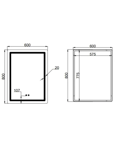 Дзеркало для ванної Q-Tap Mideya 600х800 мм, з LED-підсвічуванням Touch, з антизапотіванням