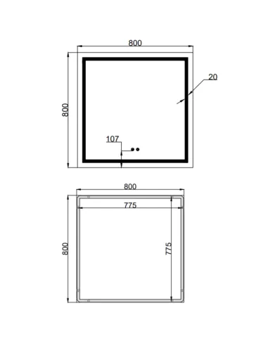 Зеркало для ванной Q-Tap Mideya 800x800 мм, с LED-подсветкой Touch, с антизапотеванием