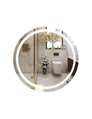 Дзеркало для ванної Q-Tap Mideya кругле R700 мм, з LED-підсвічуванням Touch, з антизапотіванням