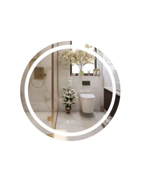 Дзеркало для ванної Q-Tap Mideya кругле R700 мм, з LED-підсвічуванням Touch, з антизапотіванням