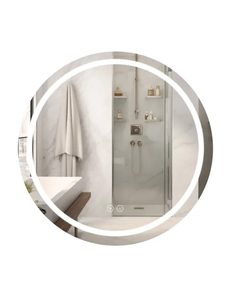 Дзеркало для ванної Q-Tap Mideya кругле R900 мм, з LED-підсвічуванням Touch, з антизапотіванням