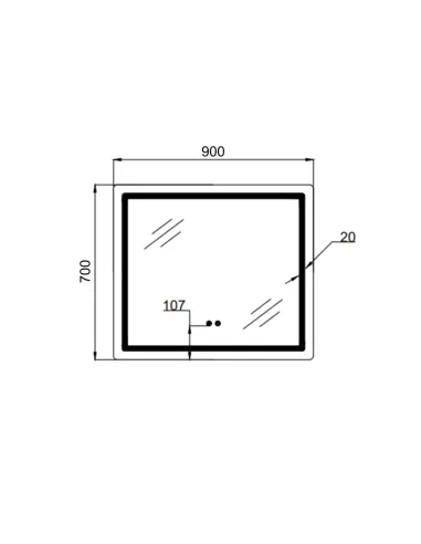 Дзеркало для ванної Q-Tap Mideya 900х700 мм, з LED-підсвічуванням Touch, з антизапотіванням