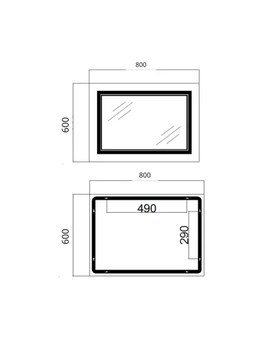 Дзеркало для ванної Q-Tap Cardinal Reverse 800х600 мм, з LED-підсвічуванням Touch, з антизапітнінням