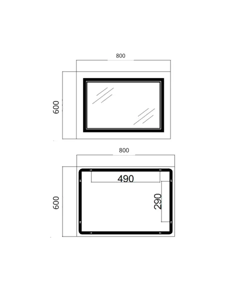 Зеркало для ванной Q-Tap Cardinal Reverse 800х600 мм, с LED-подсветкой Touch, с антизапотеванием