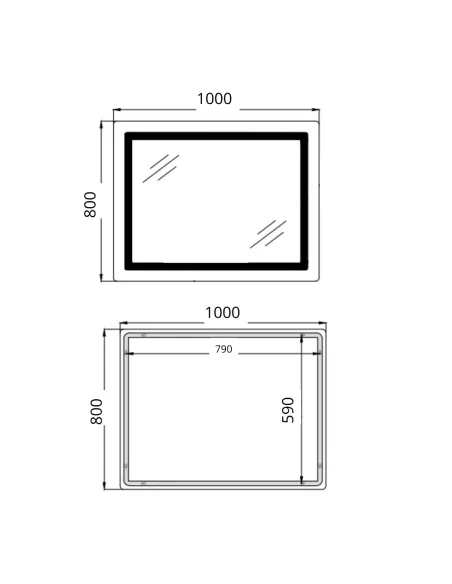 Дзеркало для ванної Q-Tap Cardinal 1000х800 мм, з LED-підсвічуванням Touch, з антизапітнінням