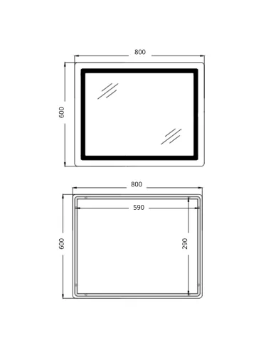 Дзеркало для ванної Q-Tap Cardinal CA2 Reverse 800х600 мм, з LED-підсвічуванням Touch, з антизапітнінням