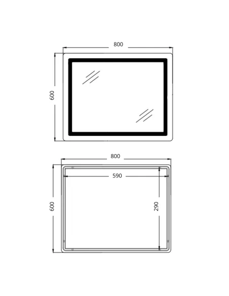 Дзеркало для ванної Q-Tap Cardinal CA2 Reverse 800х600 мм, з LED-підсвічуванням Touch, з антизапітнінням
