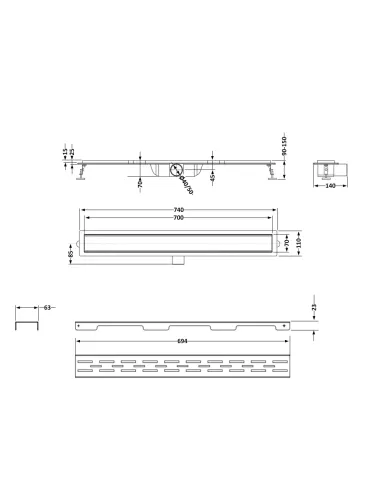 Душевой трап Q-Тap FD700 PVD, линейный, сухой затвор