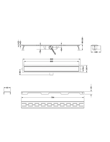 Душевой трап Q-Тap FD800 NKS, линейный, сухой затвор