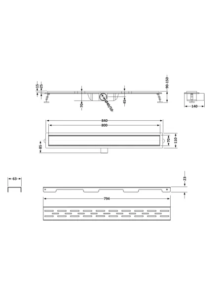 Душевой трап Q-Тap FD800 NKS, линейный, сухой затвор