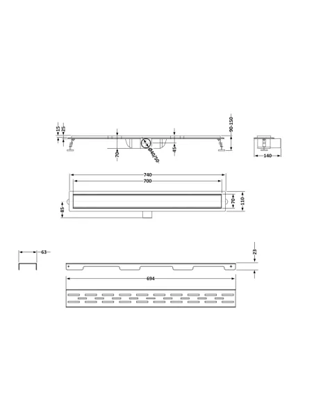 Душевой трап Q-Тap FD700 BLA, линейный, сухой затвор