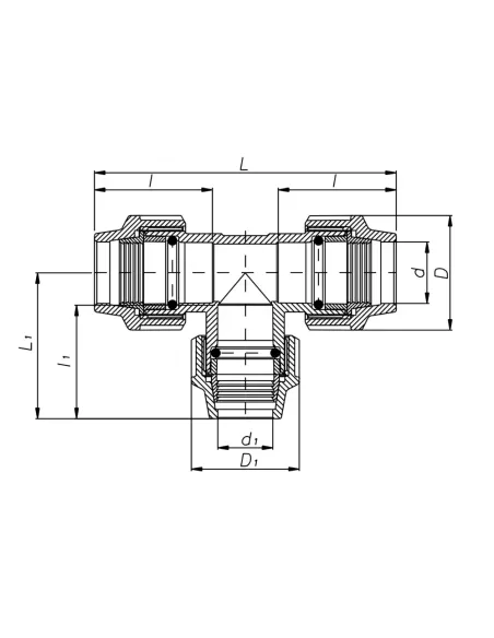 Трійник редукційний ITAL ПЕ 25х20х25 мм для поліетиленових труб