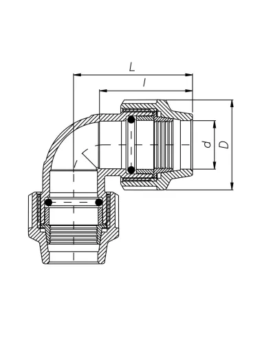 Коліно 90 ITAL ПЕ 63 мм для поліетиленових труб