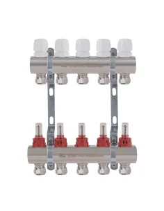 Колектор для теплого пола Thermo Alliance Standart TAS235W5E 5 выходов, с расходомерами и евроконусами