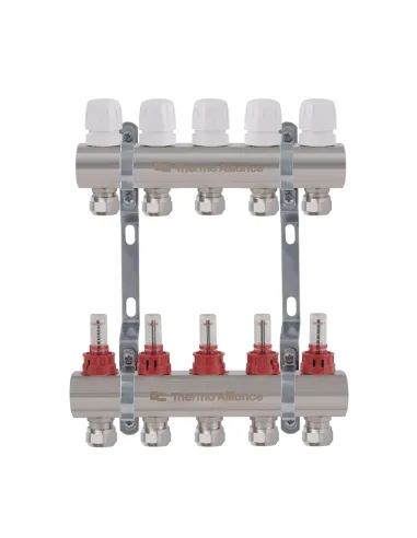 Колектор для теплої підлоги Thermo Alliance Standart TAS235W5E 5 виходів, з витратомірами та євроконусами