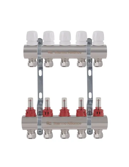 Колектор для теплої підлоги Thermo Alliance Standart TAS235W5E 5 виходів, з витратомірами та євроконусами