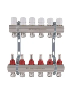 Колектор для теплої підлоги Thermo Alliance Standart TAS235W6E 6 виходів, з витратомірами та євроконусами